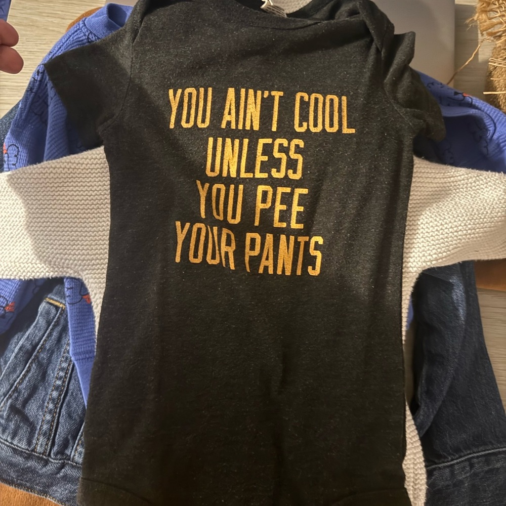 HOMAGE Charcoal “You ain’t cool unless you pee your pants” onesie 9-12months